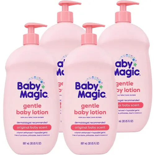 Baby Magic Gentle Baby Lotion | 30 Fl Oz (Pack of 4) | Vitamins & Aloe | Free of Parabens, Phthalates, Sulfates and Dyes