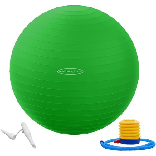 Fitvids Anti-Burst and Slip Resistant Exercise Ball - Yoga, Fitness, Birthing Ball With Quick Pump, 2,000-Pound Capacity, Multiple Colors and Sizes