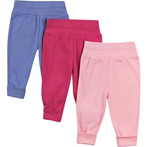 Hanes Pants, Flexy Soft Knit Pull-on Sweatpants, Stretch Joggers for Babies & Toddlers, 3-Pack