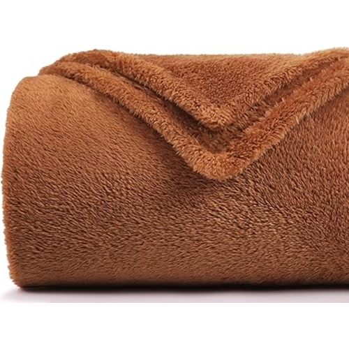 Plush Fleece Throw Blanket for Couch and Bed, Fluffy Fuzzy Cozy Lightweight Soft Blankets All Season Use (40x50 Inches,Burnt Orange)