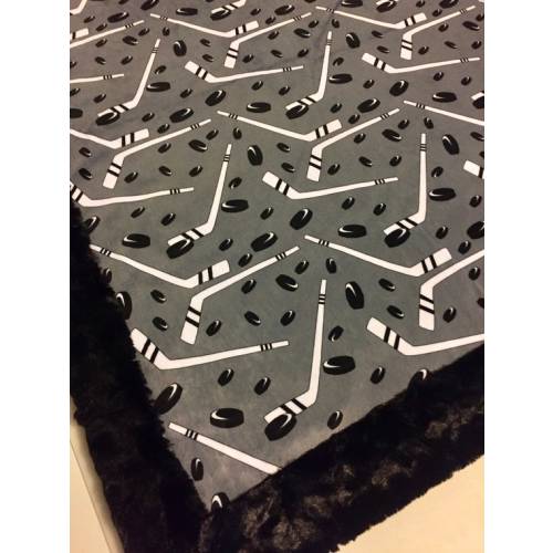 Hockey Minky Blanket Boys Minky Blanket Black Minky Hockey - Etsy