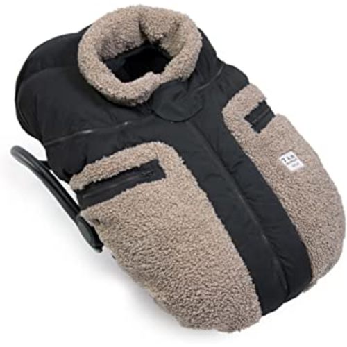 7AM Enfant Car Seat Covers - Cocoon Baby Cover for Boys & Girls, Rain & Snow Repellent, Breathable Windproof, Center Zipper, Universal Fit for Infant Car Seat (0-12M) (Applique Oatmeal)