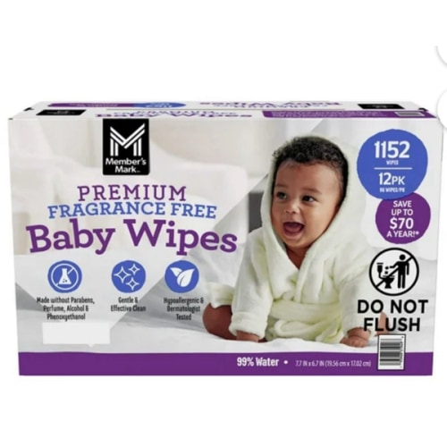 Member's Mark Premium Baby Wipes, Fragrance Free, 12 pk., 1152 Wipes - Sam's Club