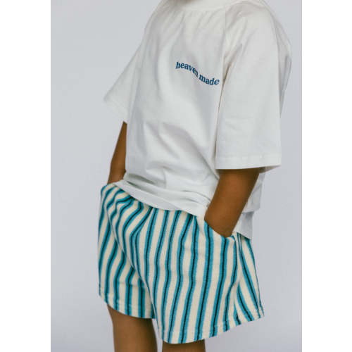 Terry Shorts- Striped Cerulean Blue