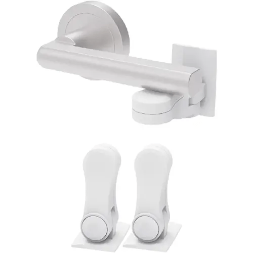 Inaya Child Proof Door Lever Lock - Door Handle Lock - 3M Adhesive - Minimalist Design - No Drilling Child Safety Door Handle Locks (2 Pack)