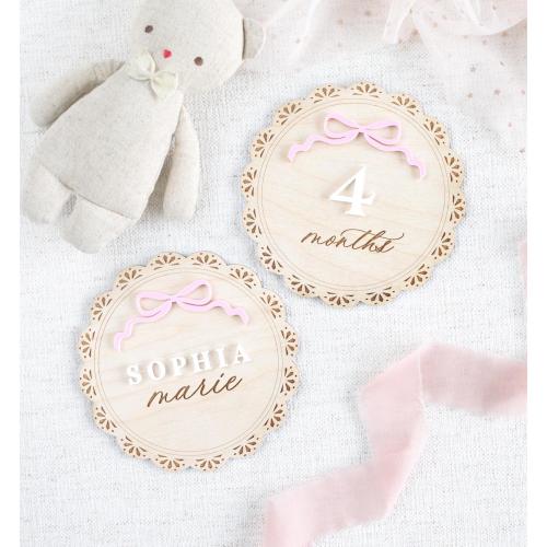 Baby Bow Birth Announcement, Ribbon Girl Milestone Marker Cards, Hospital Name Sign, Nursery Decor, Baby Shower Gift, Coquette Bow Ribbon