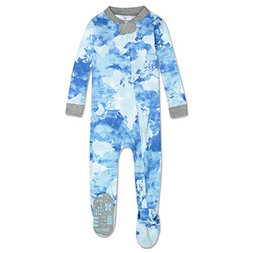 HonestBaby Non-Slip Footed Pajamas One-Piece Sleeper Jumpsuit Zip-Front PJs 100% Organic Cotton for Baby Boys