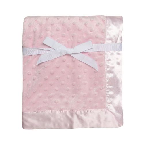 Baby Starters Pink Textured Embossed Dot 2-Ply Baby Blanket with Satin Trim