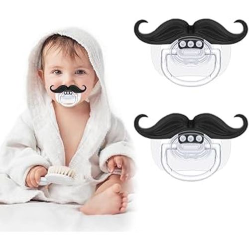 Funny Baby Pacifiers,Mustache Pacifiers 0-18 Months for Babies,Mustache Binky,Gift for Newborns,Infants,Toddlers,Baby Boys,BPA Free(Mustache Pacifiers)
