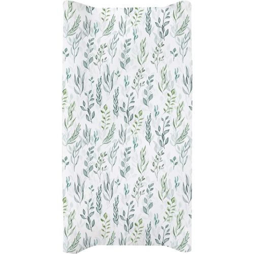 Diaper Changing Pad Cover, Soft Breathable Fabric Baby Stretchy Changing Table Pad Cover, Jersey Knit Changing Table Sheets for Boys and Girls, Green Leaf