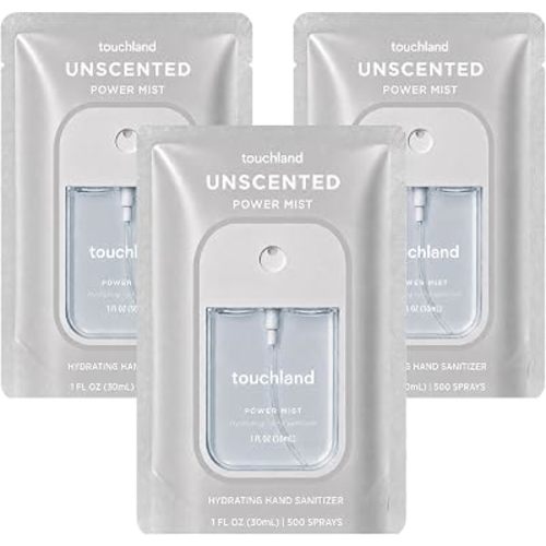 Touchland Hand Sanitizer Spray, Unscented Trio - 3 x 1 FL OZ