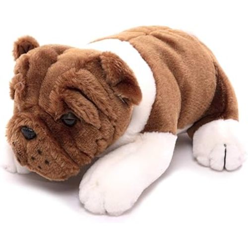 Plushland Realistic Stuffed Animal Toys Puppy Dog, Holiday Plush Figures Bulldog for Kids, Babies to Play with (10")