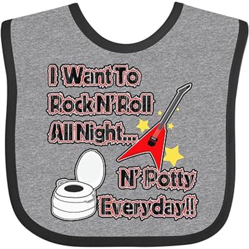 inktastic I Want To Rock N' Roll N' Potty Everyday Baby Bib
