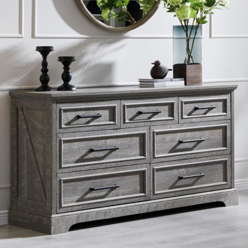 Winston Porter Jasonpaul 52" Farmhouse 7 Drawer Dresser, Scratch-Resistant Engineered Wood, Storage Organizer for Bedroom, Living Room, Study & Reviews | Wayfair
