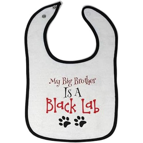 Cute Rascals Toddler & Baby Bibs Burp Cloths Dogs My Big Brother Is A Black Lab Dog Paws Lover Pet Cotton Baby Items for Baby Girl & Boy White Black Design Only