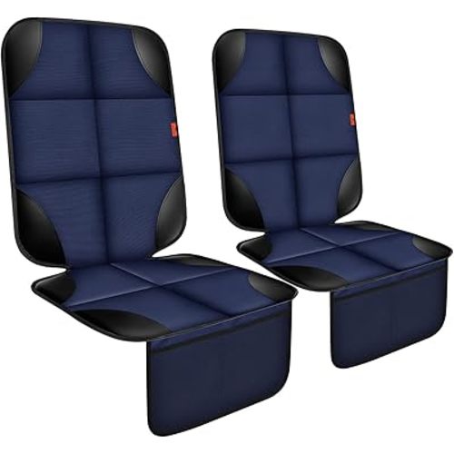 Car Seat Protector 2 Pack Car Seat Cushion Mat Thickest Padding,Waterproof 600D Fabric Car Seat Covers for Non-Slip Backing Mesh Pockets for Baby and Pet 2 Seat Protector Blue