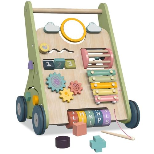 Wooden Baby Walker Wheels,Baby Push Walker for Babies 6-12 Months Montessori,Toddler Walker Push Toy Wooden Activity Walker for Baby Boy,Walking Toys for 1 Year Old Learning to Walk Girl Christmas