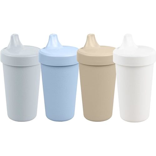 Re-Play Made in USA 10 Oz. Sippy Cups for Toddlers, Pack of 4 - Reusable Spill Proof Cups for Kids, Dishwasher/Microwave Safe - Hard Spout Sippy Cups for Toddlers 3.13" x 6.25", Glacier