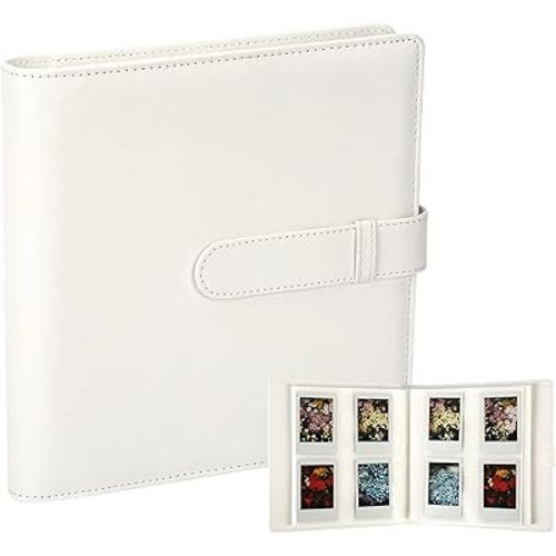256 Pockets Photo Album for Fujifilm Instax Mini Camera, Photo Album for Polaroid, Leather Cover, Photo Album for Instax Mini 12 11 9 40 90 8 7 Evo LiPlay Instant Camera, (White)
