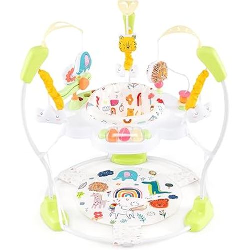 BABY JOY Baby Jumpers and Bouncers, Infant Activity Center with Music Lights Sounds, 360° Rotating Seat and 3 Adjustable Heights, Baby Play and Learning Center for 6-12 Months