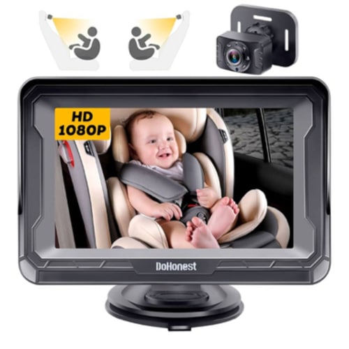 DoHonest Baby Car Camera HD 1080P - Rear-Facing Car Baby Monitor with Night Vision, Adjustable View Angle, Easy Setup, Anti-Glare Display, Safety for Kids & Infants
