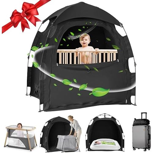 Sleep Tent for Pack N Play, Baby Sleep Tent One-Click Assembly Effective Light Blocking Tent for Kids, Breathable Sleep Pod, Mini Crib and Pack N Play Light Blocking Tent for Babies and Toddlers