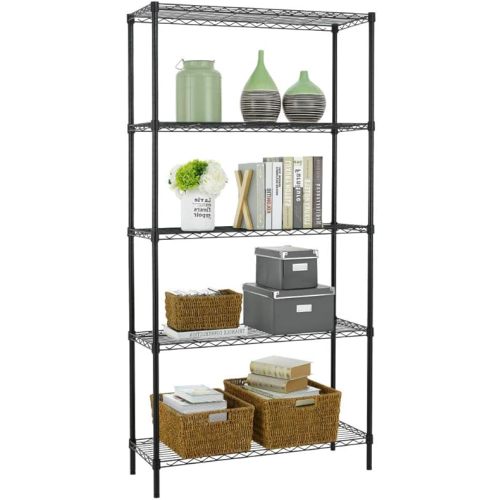 Wire Shelving Unit Commercial Metal Shelf Adjustable Layer Rack Strong Steel for Restaurant Garage Pantry Kitchen Garage (36×14×72, Black)