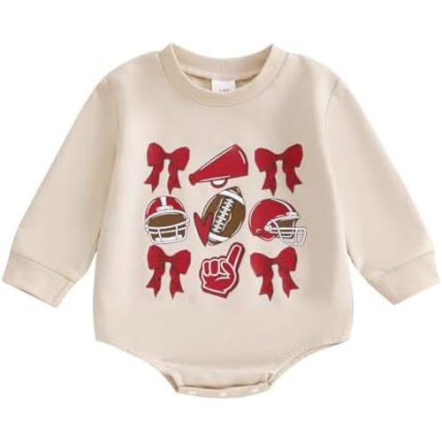 Newborn Baby Football Outfit Bubble Romper Long Sleeve Sweatshirt Jumpsuits Bodysuit Fall Winter Clothes