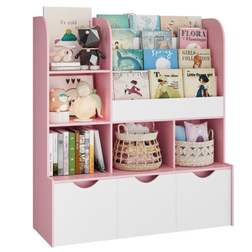 Wade Logan® Annyah Toy Storage Organizer with 3 Removable Bins, Baby-Proof Bookshelf for Nursery & Playroom & Reviews | Wayfair