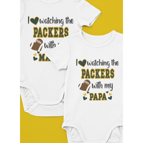 I Love Watching the Packers with my Papa (or Grandpa, Daddy, Mama, Pop Pop, Pawpaw...) Bodysuit or Toddler T-Shirt, Packer Fan