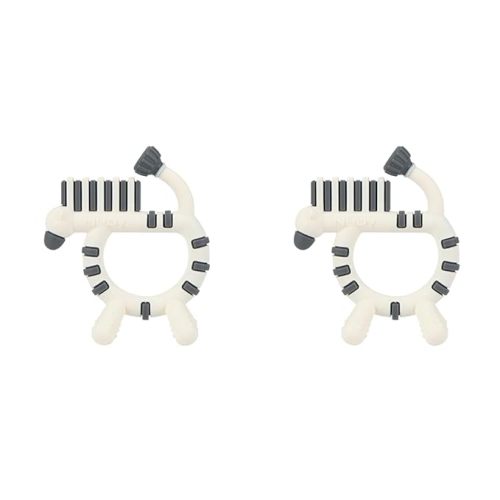 Nuby Geo Zoos Massaging Silicone Teether with Multiple Textures, 3m+, Zebra (Pack of 2) - Small (Pack of 2)
