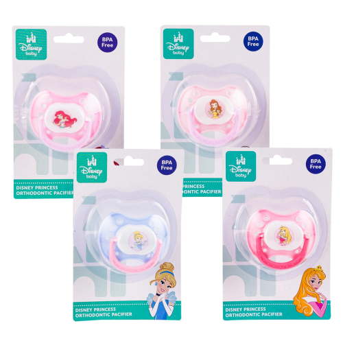 4 Piece Disney Princess Orthodontic Pacifier - Ariel Belle Briar Cinderella - Assorted - BPA Free, 4 Count