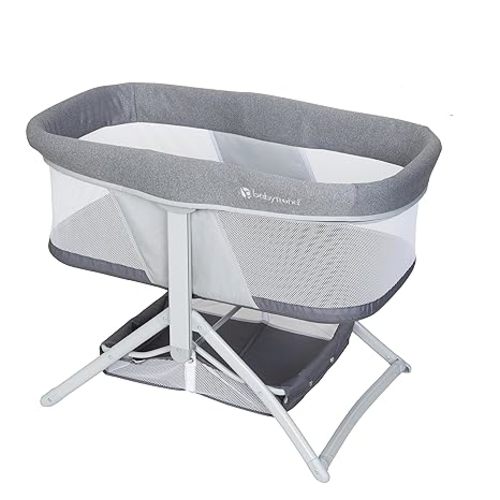 Baby Trend Quick-Fold 2-in-1 Rocking Bassinet, Shadow Stone Gray