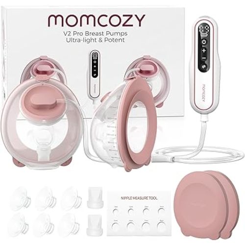 Momcozy Breast Pump BP141 Slim & Quiet,Hands-Free & Lightweight Pump with Upgraded Flange, High Efficient Electric Pump, 3 Modes|9 Levels, Hot Pink