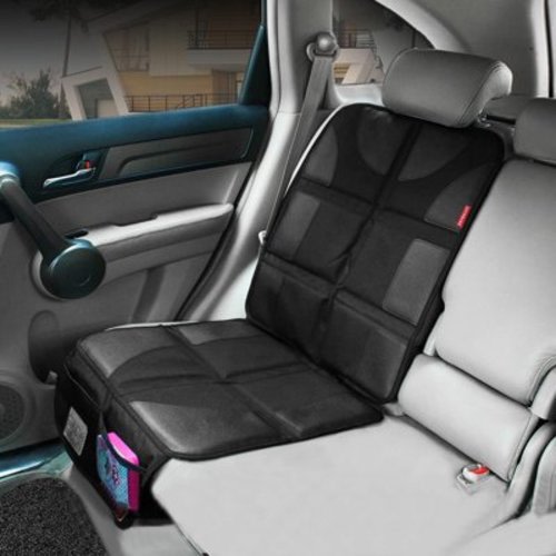 Autobase Car Seat Protector Under Car Seat | Baby Car Seat Accessories | Heavy-Duty Non-Slip Rubber Padded Backing (Black, XL – 1 Pack)