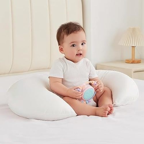 Pillow for Bottle and Breastfeeding, Ergonomic Comfort Nursing Essentials for Mom and Baby, Feeding Support Pillow with Removable Cover, Easier and Healthier Nursing (Naked Pillow)