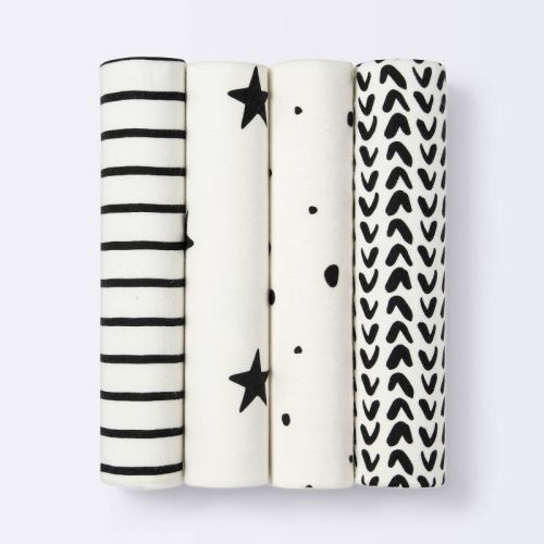 Flannel Baby Blanket - Cloud Island™ - Black/white - 4pk