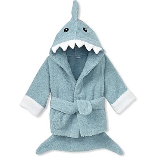 Baby Aspen Baby Shark Hooded Towel/Newborn Spa Bath Robe, Baby Beach Towel | Baby Bath Towel