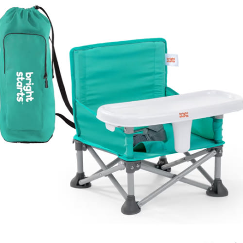 Bright Starts Pop 'N Sit Portable Booster, Indoor/Outdoor Use, Floor Seat with Feeding Tray, Teal, 6 Mos - 3 Yrs