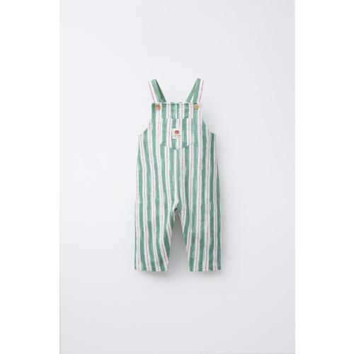 STRIPED FLEECE OVERALLS - Green / Ecru | ZARA United States