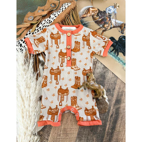 Saddle Up Button Romper-Final Sale