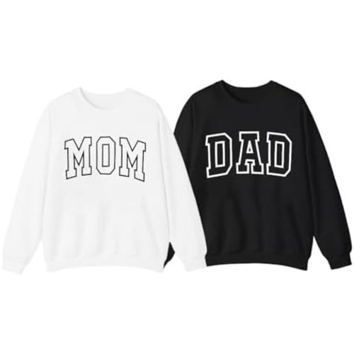 ASTANFY Mom Sweatshirt Dad Sweatshirt: Mom And Dad Shirts Parents Outfits Pregnancy Gifts Fall Crewneck Sweatshirts
