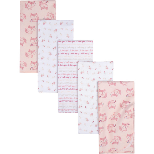 Gerber Baby Girls 100% Cotton Flannel Receiving Blankets, 5-Pack