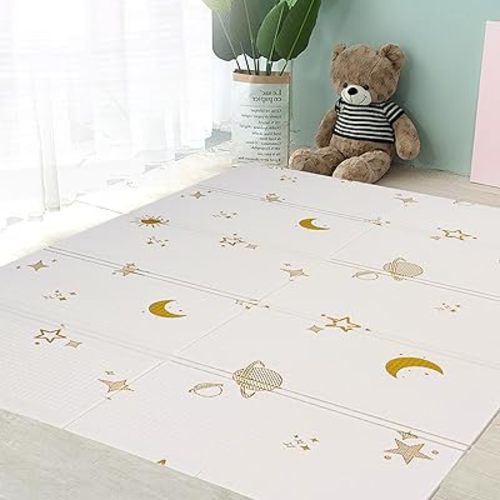 Baby Play Mat for Floor, 71x47 Inch Foam Play Mat for Baby, Waterproof & Anti-Slip Baby Crawling Mat, Foldable Play Mats for Babies and Toddlers, Double-Sided Play Mat, Lightweight & Reversible