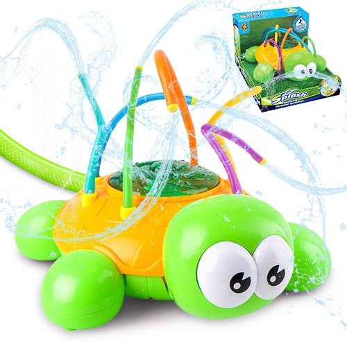Water Sprinkler for Kids, Toddler Outdoor Toys - Backyard Spinning Turtle Kids Sprinkler Toy - Summer Toys Splashing Fun - Sprays Up to 8ft High - Attaches to Garden Hose, Kids Outdoor Toys