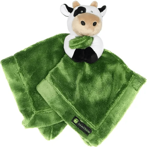 John Deere Baby Cuddle Snuggle Security Blanket Boy Girl Farm Animal Cow Pig Chick, GREEN