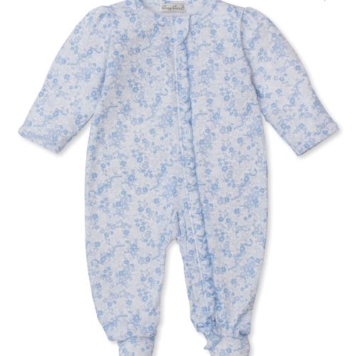 Old English Roses Blue Zip Footie