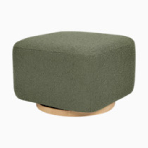 babyletto Kiwi Gliding Ottoman - Olive Boucle With Light Wood Base
