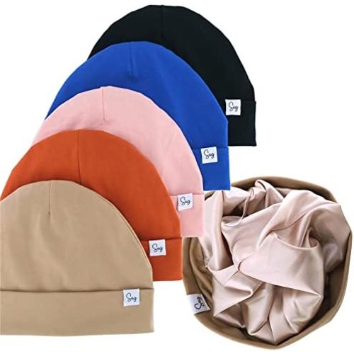 Jersey Beanie Hat for Newborn Baby Boys Girls Silky Satin Lined Hats Bonnet Toddler Infant Little Kids Beanies Caps