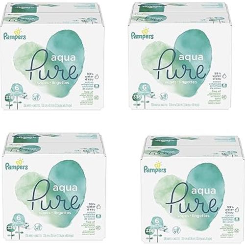 Pampers Aqua Pure 6X Pop-Top Sensitive Water Baby Wipes, 1344 Count